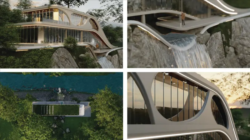 Water fall building