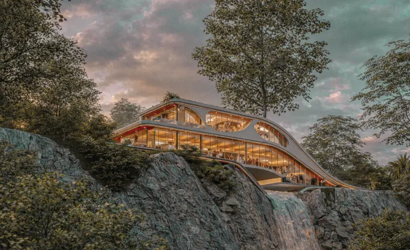 Water fall building